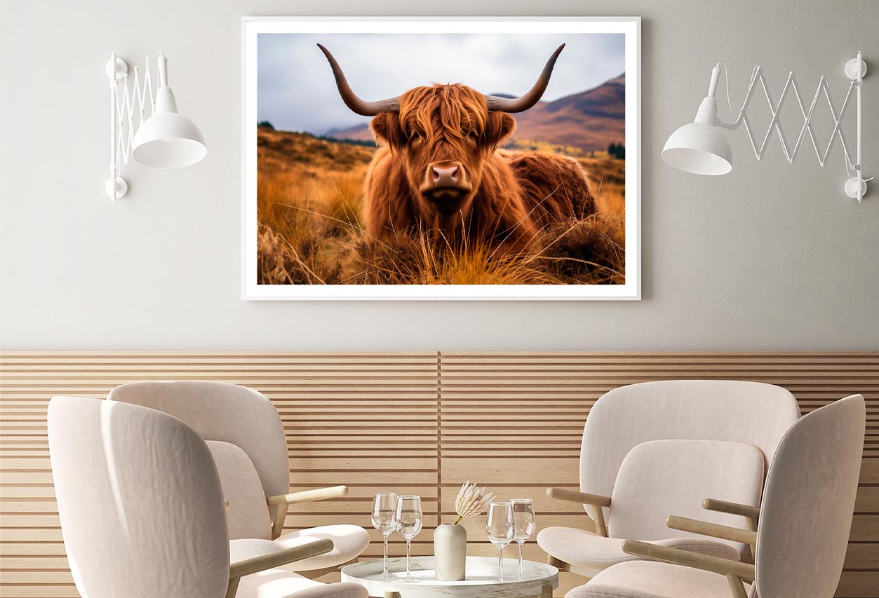 Highland Cow with Horns Home Decor Premium Quality Poster Print Choose Your Sizes