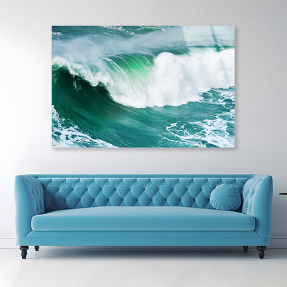 Big Ocean Wave Crashing Acrylic Glass Print Tempered Glass Wall Art 100% Made in Australia Ready to Hang