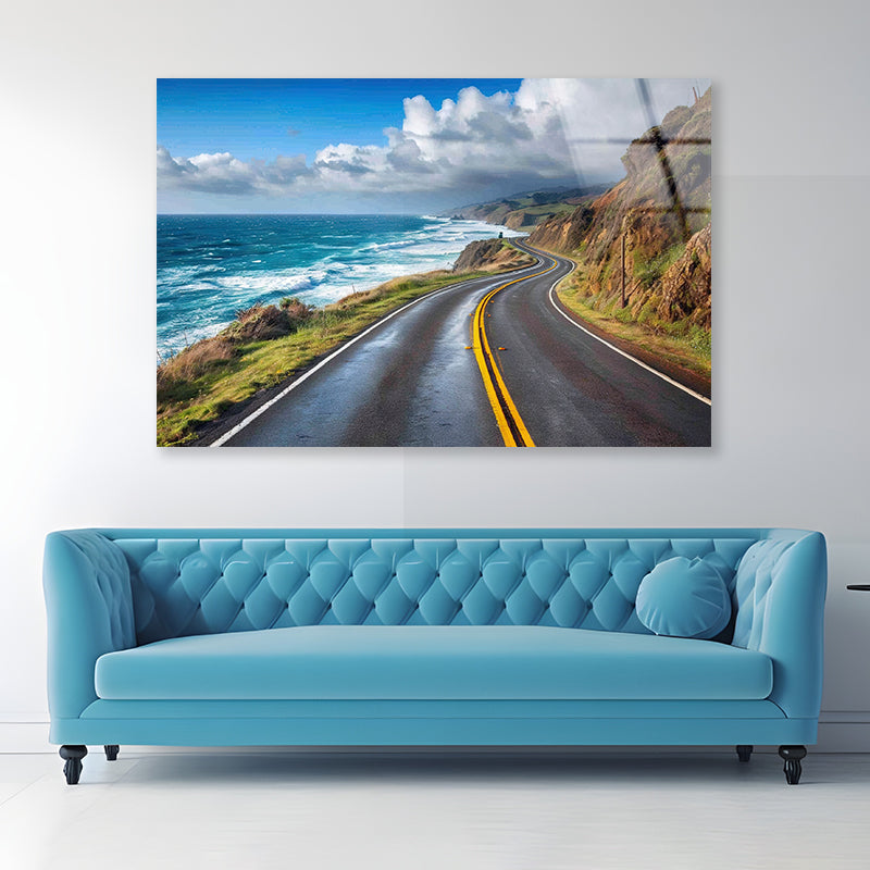 Winding Coastal Road, Ocean View Acrylic Glass Print Tempered Glass Wall Art 100% Made in Australia Ready to Hang