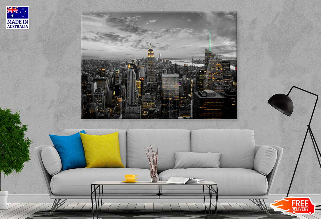 New York City Night in London B&W Photograph 90x60cm Print 100% Australian Made