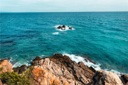 Tropical Beach At Island & Rocks Print 100% Australian Made