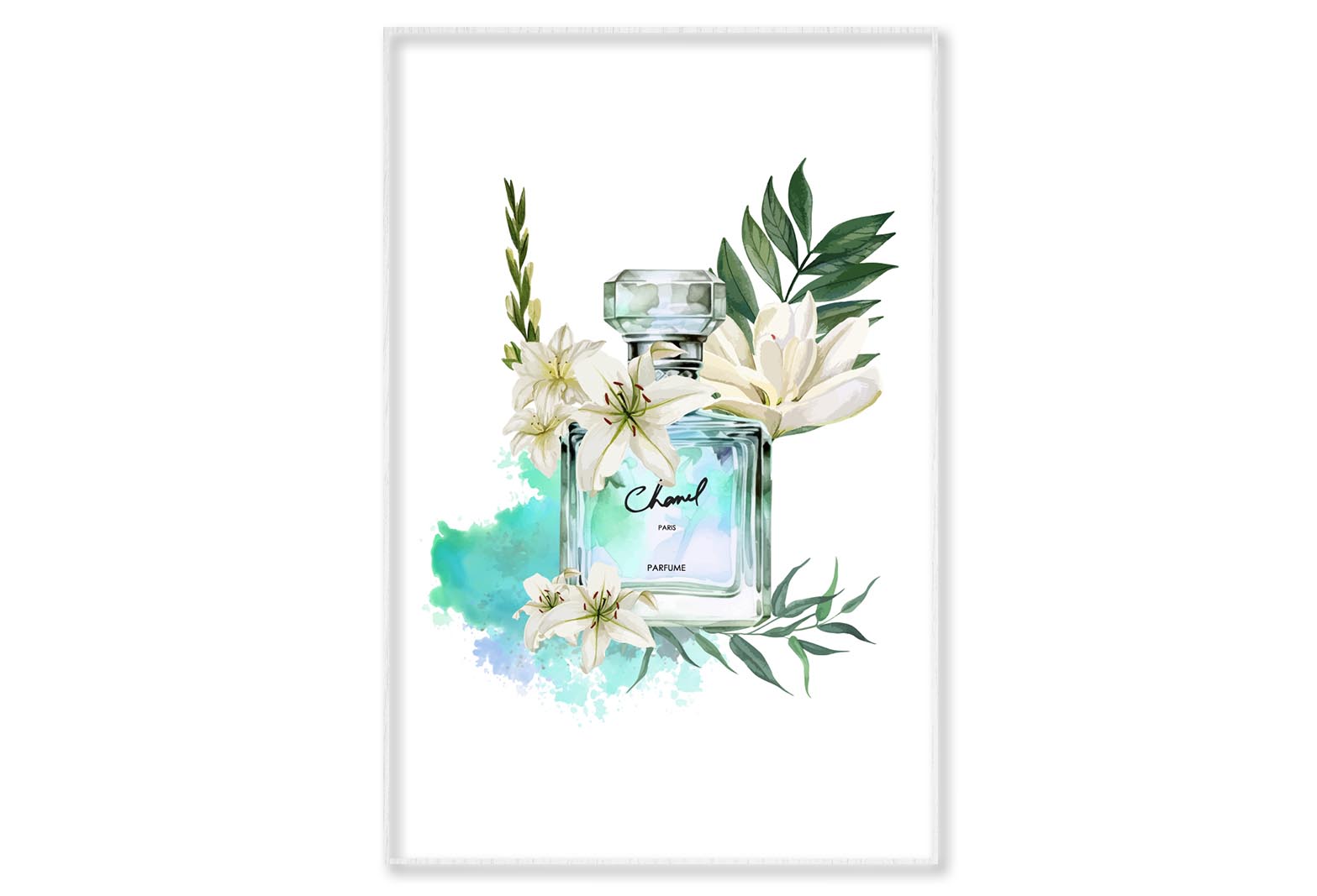 Luxury Perfume Wall Art Limited Edition High Quality Print Canvas Box Framed White