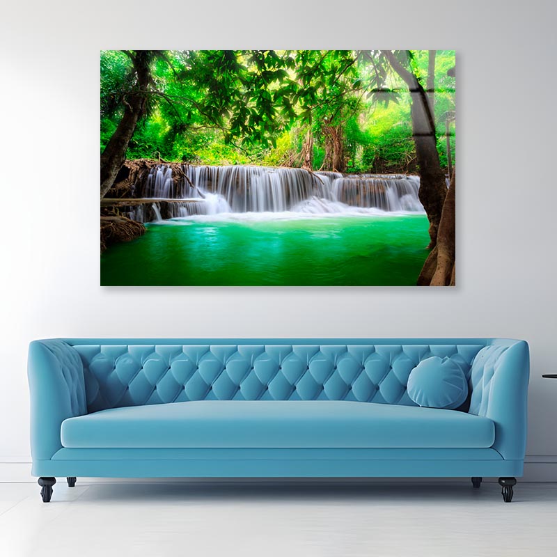 Thailand Waterfall In Kanjanaburi Acrylic Glass Print Tempered Glass Wall Art 100% Made in Australia Ready to Hang