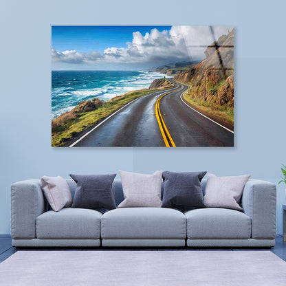 Winding Coastal Road, Ocean View Acrylic Glass Print Tempered Glass Wall Art 100% Made in Australia Ready to Hang