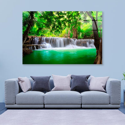 Thailand Waterfall In Kanjanaburi Acrylic Glass Print Tempered Glass Wall Art 100% Made in Australia Ready to Hang