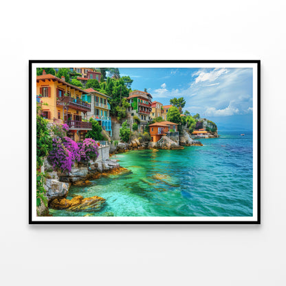 Ocean with Buildings, Trees and Sky Home Decor Premium Quality Poster Print Choose Your Sizes