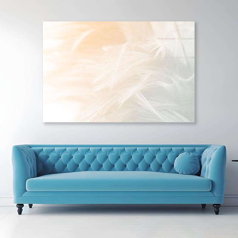 Beautiful White Feather Acrylic Glass Print Tempered Glass Wall Art 100% Made in Australia Ready to Hang