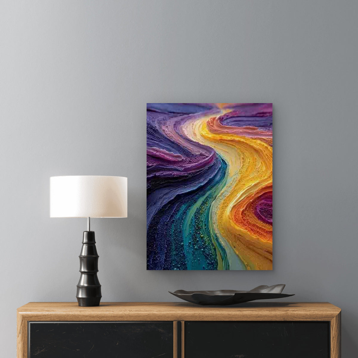 Abstract Design with Vibrant Swirling Patterns Metal Print Ready to Hang