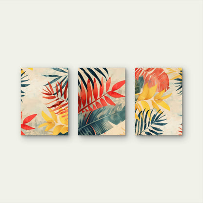 3pcs Tropical Palm Leaves Boho Botanical Wall Art Set Canvas Framed 40x60cm - High Quality Print 100% Australian Made Wall Canvas Ready to Hang