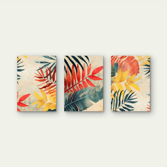 3pcs Tropical Palm Leaves Boho Botanical Wall Art Set Canvas Framed 60x90cm - High Quality Print 100% Australian Made Wall Canvas Ready to Hang