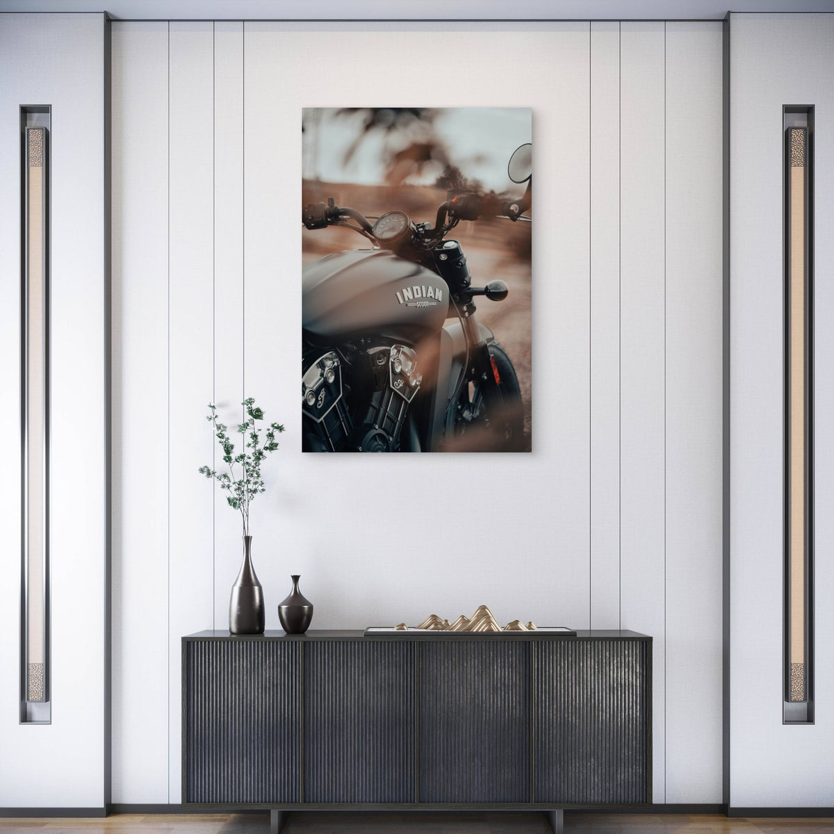 Indian Scout Bobber Motorcycle 40x60cm Metal Print Ready to Hang