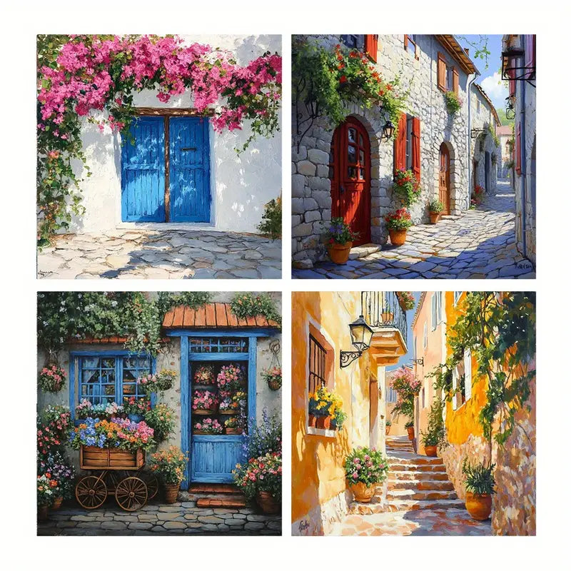 4pcs Sunlight Posters Wall Art Canvas Framed