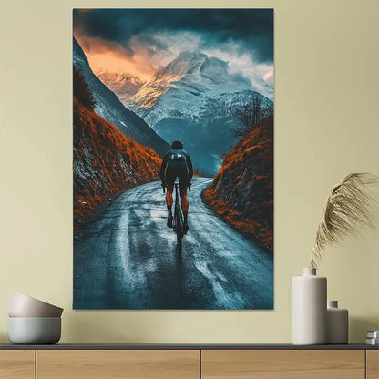 Mountain Cycling Adventure Art Poster 40x60cm Metal Print Ready to Hang