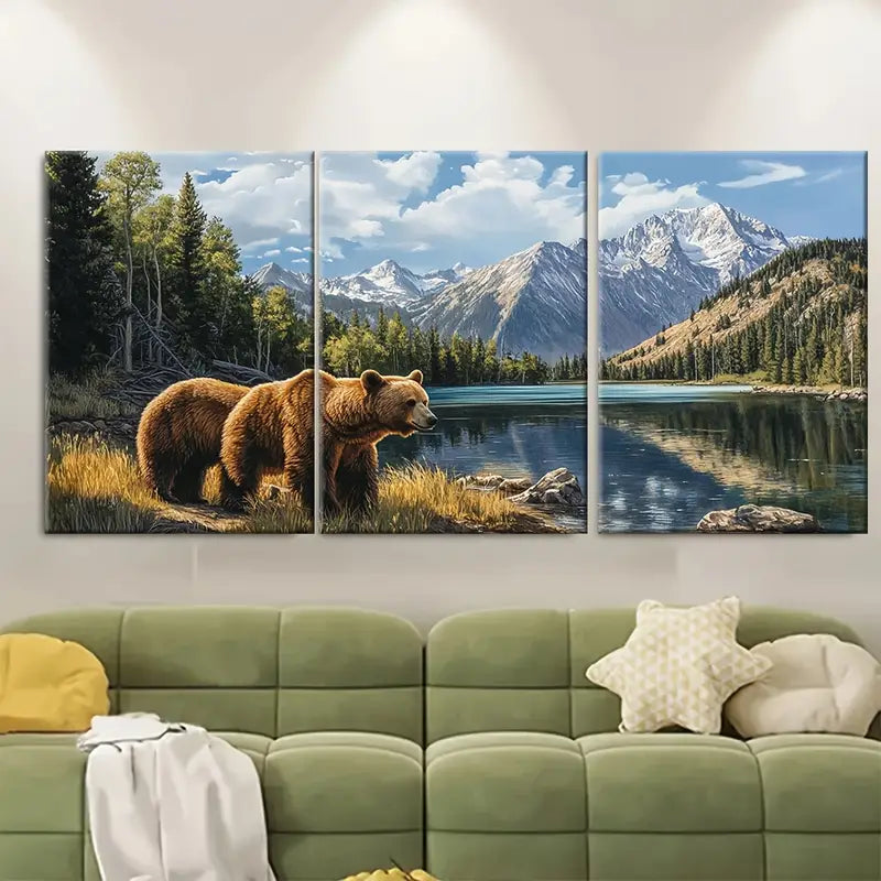 3pcs Bear Lake Utah Scenic Landscape Wall Art Set Canvas Framed 60x90cm - High Quality Print 100% Australian Made Wall Canvas Ready to Hang