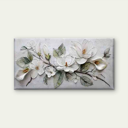 Abstract Design of White Flower Wall Art Canvas Office Home Room Framed 120x60cm
