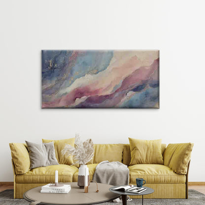 Abstract Blue & Pink Ink Flow Wall Art Canvas Office Home Room Framed 120x60cm