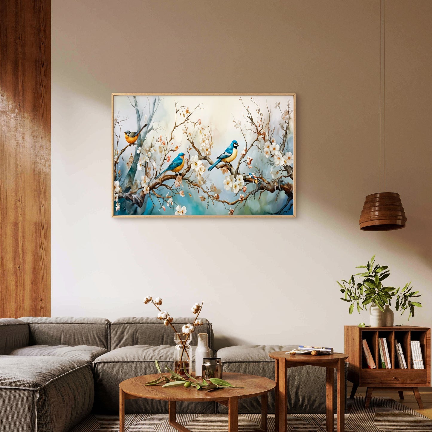 Vibrant Birds Perched on Branches Wall Art Decor 100% Australian Made