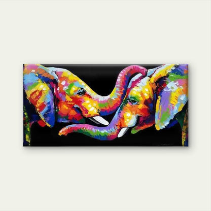 Colorful Abstract Elephants Wall Art Canvas Office Home Room Framed 120x60cm