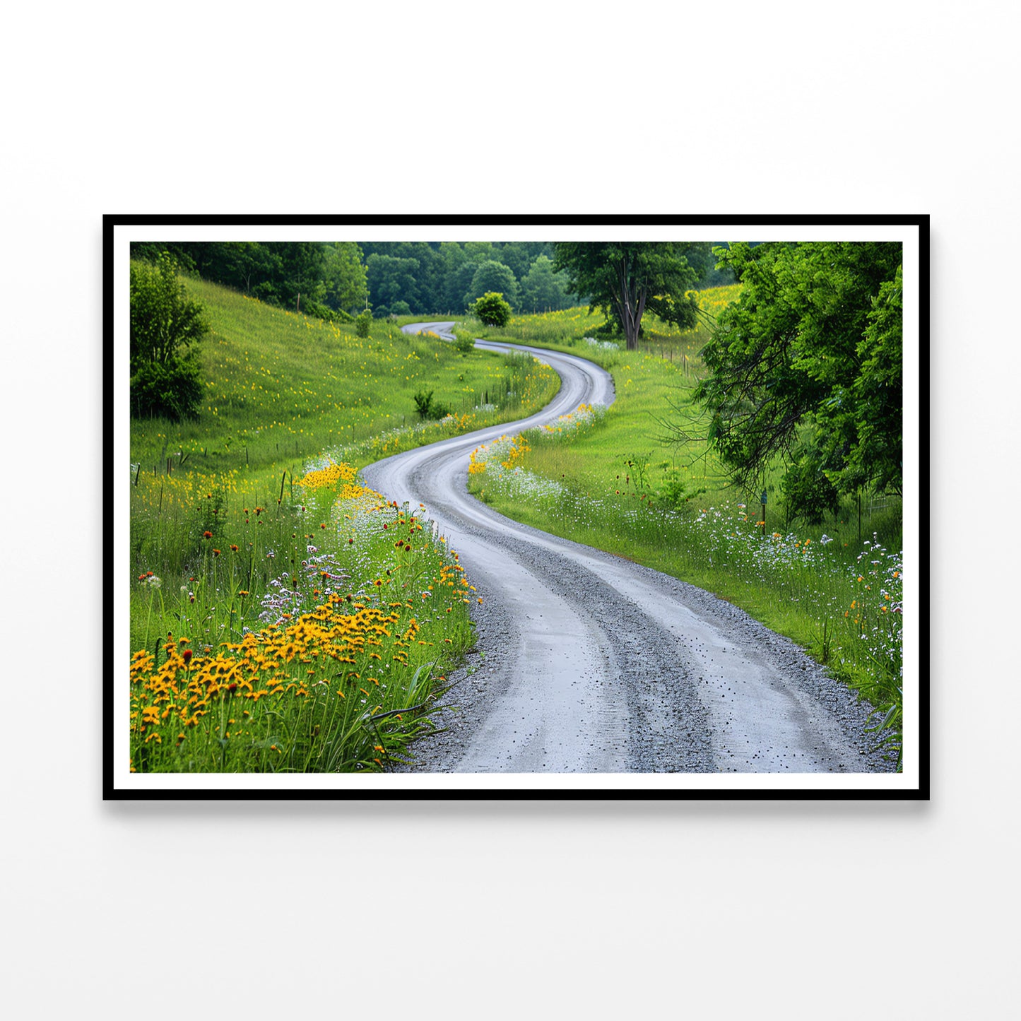 Road with Flowers & Trees Home Decor Premium Quality Poster Print Choose Your Sizes