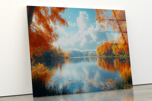 Autumn, Lake & Trees Acrylic Glass Print Tempered Glass Wall Art 100% Made in Australia Ready to Hang