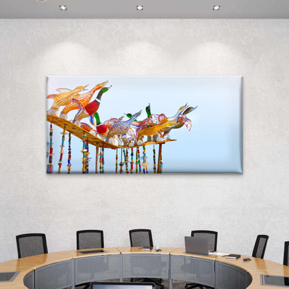 Murano Style Glass Ducks Wall Art Canvas Office Home Room Framed 120x60cm