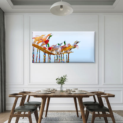 Murano Style Glass Ducks Wall Art Canvas Office Home Room Framed 120x60cm