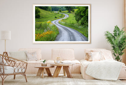 Road with Flowers & Trees Home Decor Premium Quality Poster Print Choose Your Sizes