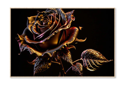 Metallic Rose on A Black Background Wall Art Limited Edition High Quality Print