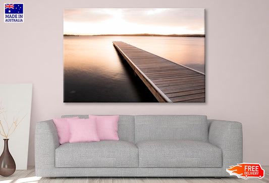 Wooden Pier On Sunrise View  Wall Art Decor 100% Australian Made