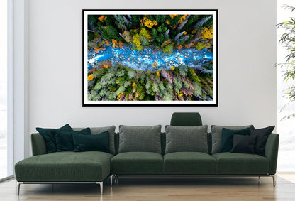 Drone Aerial View Of Forest River Home Decor Premium Quality Poster Print Choose Your Sizes