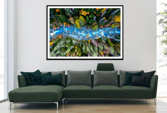 Drone Aerial View Of Forest River Home Decor Premium Quality Poster Print Choose Your Sizes