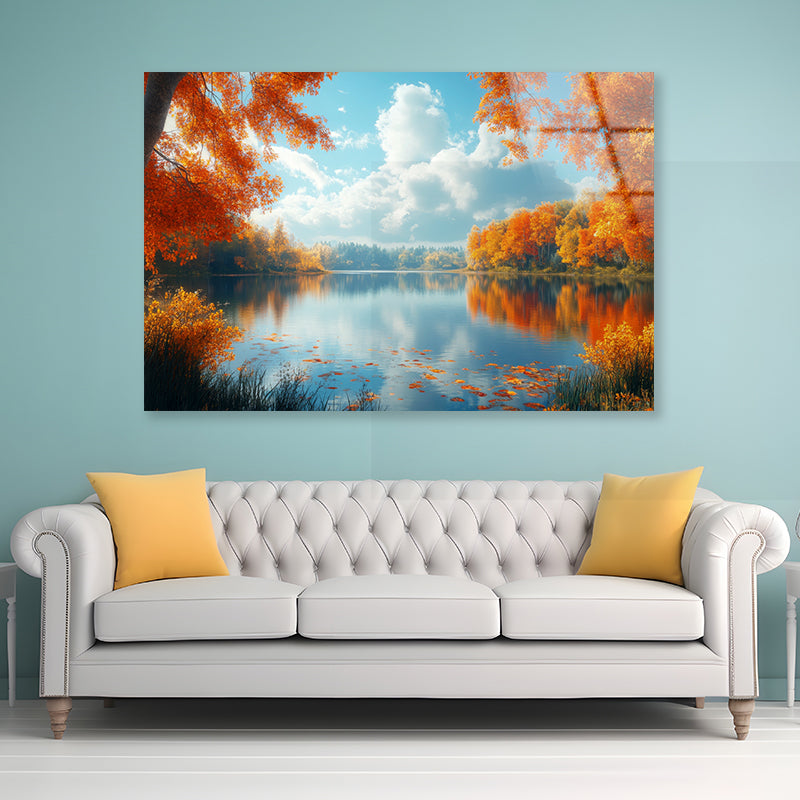 Autumn, Lake & Trees Acrylic Glass Print Tempered Glass Wall Art 100% Made in Australia Ready to Hang