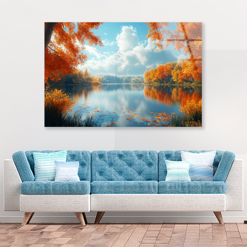 Autumn, Lake & Trees Acrylic Glass Print Tempered Glass Wall Art 100% Made in Australia Ready to Hang