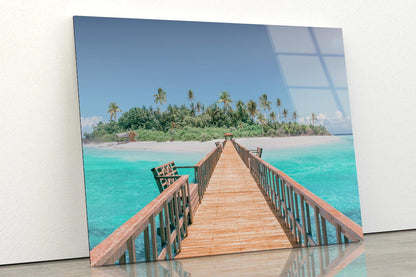 Tropical Destination - Maldives - Pier for Paradise Acrylic Glass Print Tempered Glass Wall Art 100% Made in Australia Ready to Hang