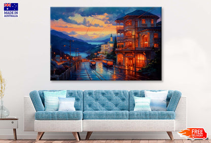 Oil Painting Evening View Wall Art Limited Edition High Quality Print