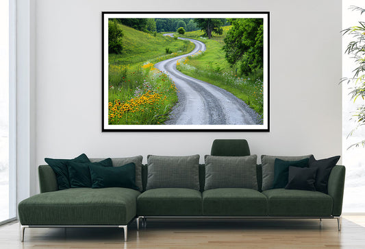 Road with Flowers & Trees Home Decor Premium Quality Poster Print Choose Your Sizes