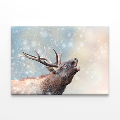Deer in Snow Winter Wonderland Wall Art Decor 100% Australian Made