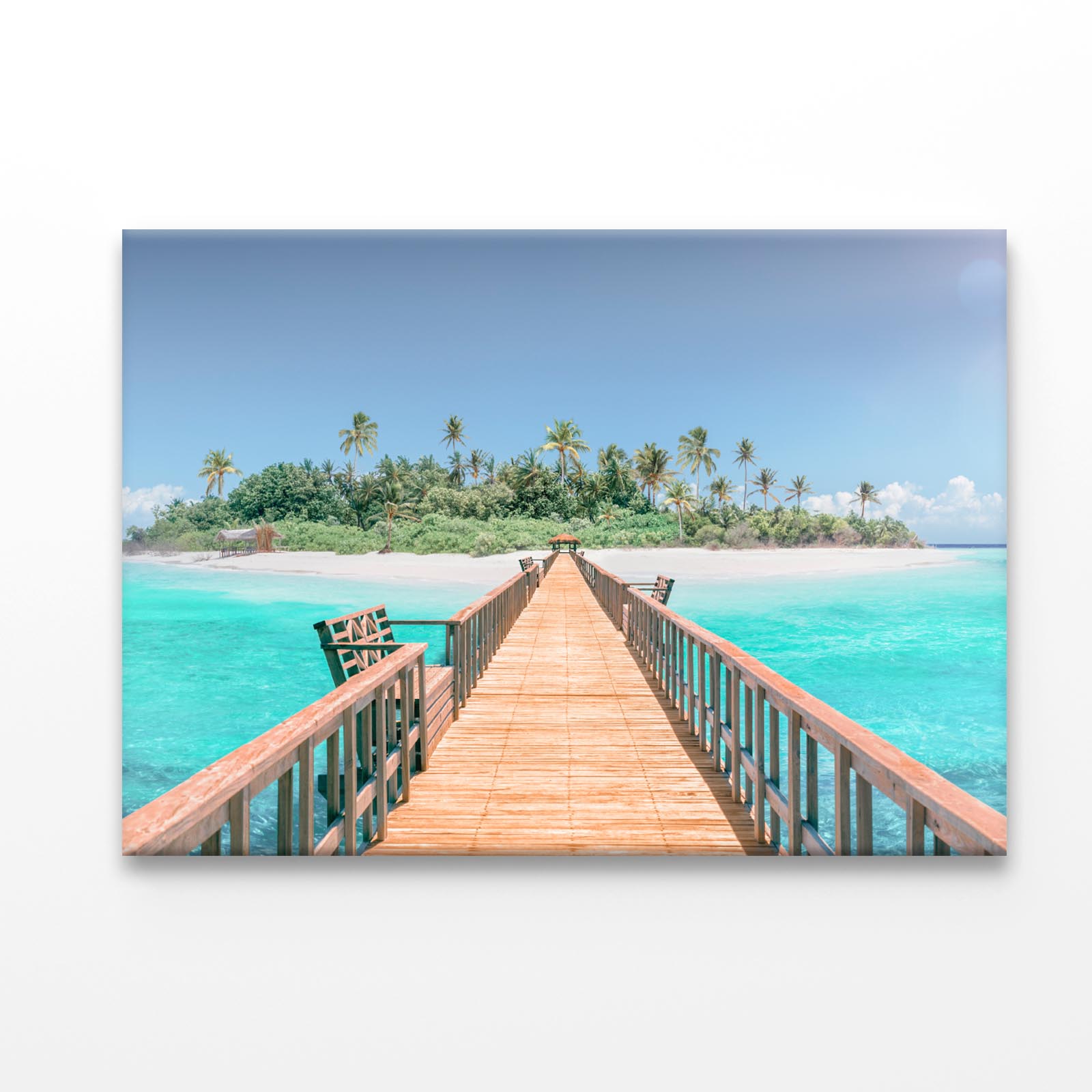 Tropical Destination - Maldives - Pier for Paradise Acrylic Glass Print Tempered Glass Wall Art 100% Made in Australia Ready to Hang