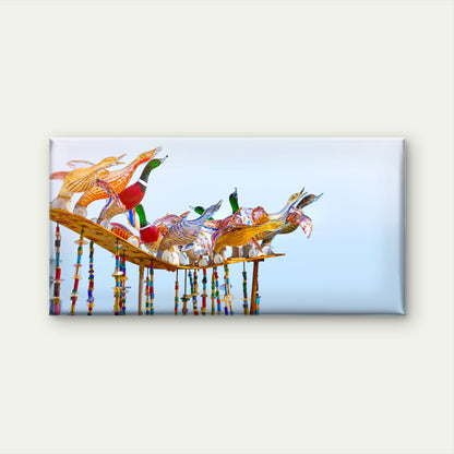 Murano Style Glass Ducks Wall Art Canvas Office Home Room Framed 120x60cm