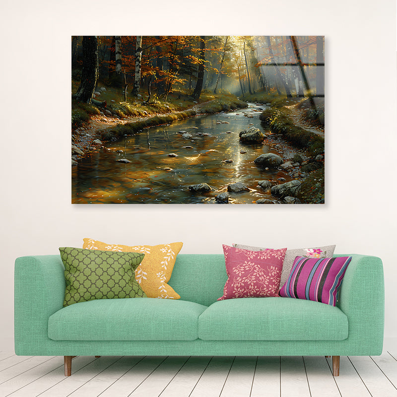 View of autumn in The Forest Acrylic Glass Print Tempered Glass Wall Art 100% Made in Australia Ready to Hang