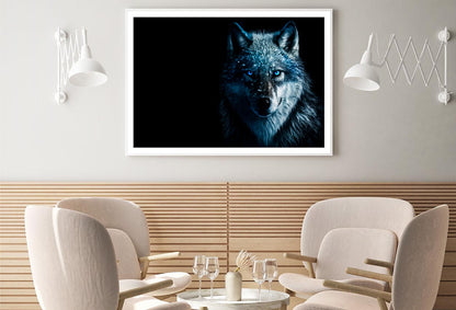 Wolf With Blue Eyes in The Dark Home Decor Premium Quality Poster Print Choose Your Sizes