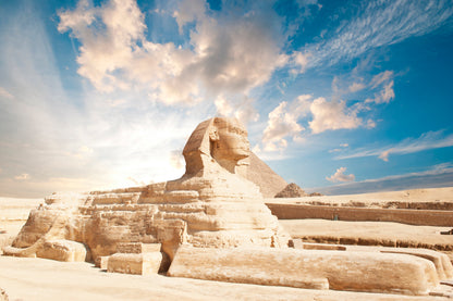 Sphinx Statue in Front of a Pyramid, Egypt Home Decor Premium Quality Poster Print Choose Your Sizes