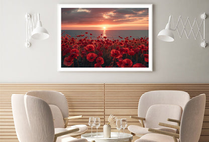 Stunning Sunset over a Sea Of Red Poppies Home Decor Premium Quality Poster Print Choose Your Sizes