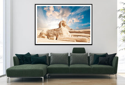 Sphinx Statue in Front of a Pyramid, Egypt Home Decor Premium Quality Poster Print Choose Your Sizes