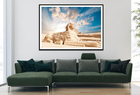 Sphinx Statue in Front of a Pyramid, Egypt Home Decor Premium Quality Poster Print Choose Your Sizes