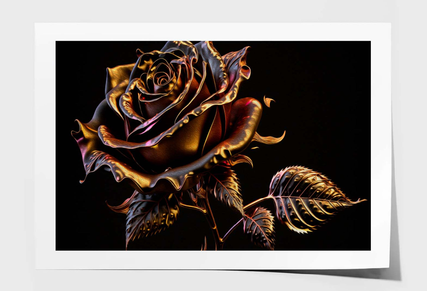 Metallic Rose on A Black Background Wall Art Limited Edition High Quality Print