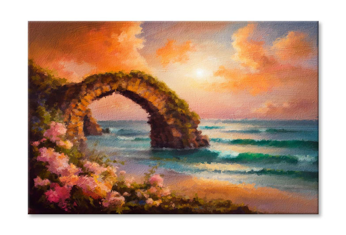 Arch near The Sea, Flowers Wall Art Limited Edition High Quality Print