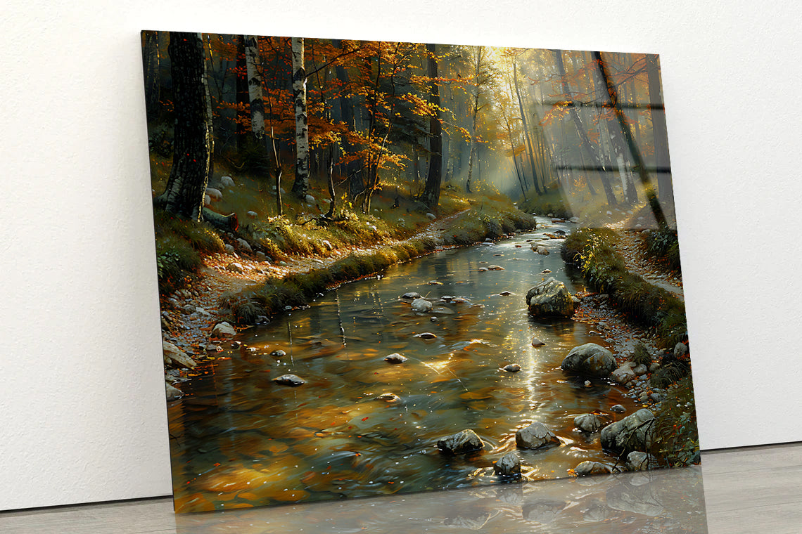 View of autumn in The Forest Acrylic Glass Print Tempered Glass Wall Art 100% Made in Australia Ready to Hang