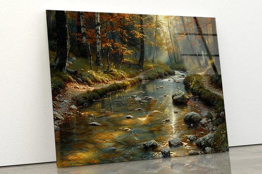 View of autumn in The Forest Acrylic Glass Print Tempered Glass Wall Art 100% Made in Australia Ready to Hang