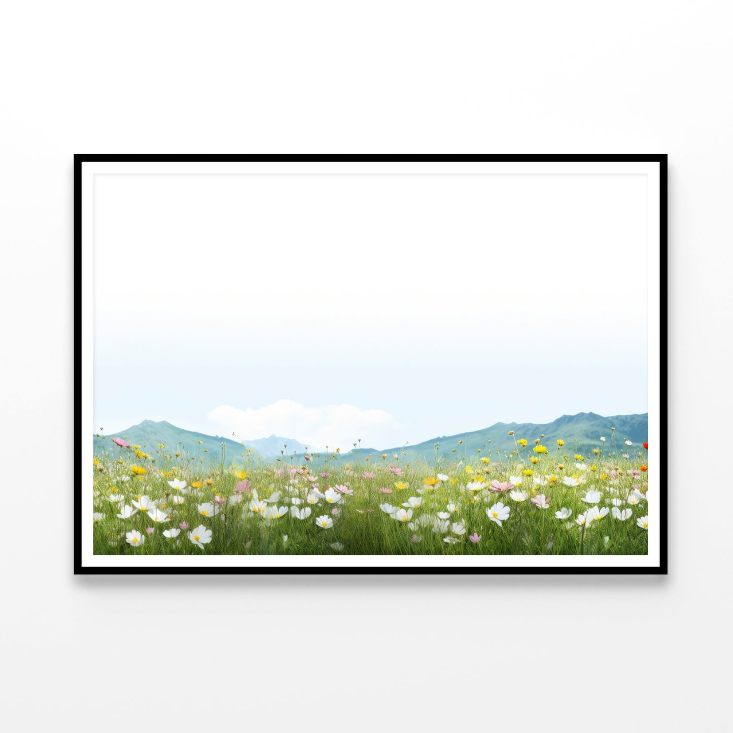 Flower Meadow Grassland with Mountains Home Decor Premium Quality Poster Print Choose Your Sizes